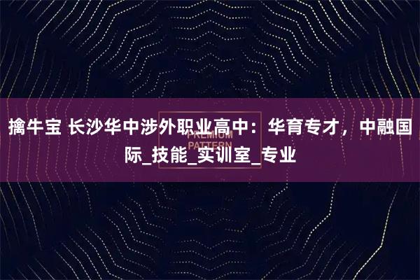 擒牛宝 长沙华中涉外职业高中：华育专才，中融国际_技能_实训室_专业