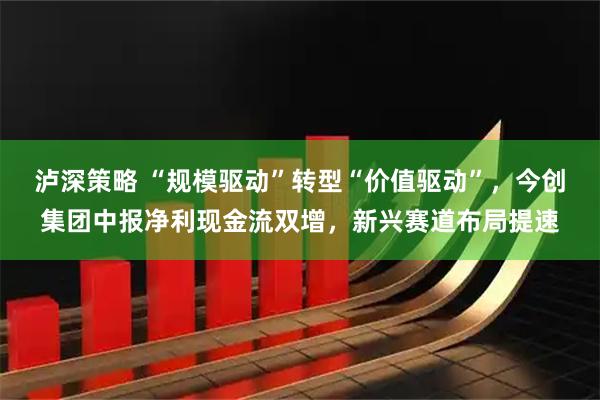 泸深策略 “规模驱动”转型“价值驱动”，今创集团中报净利现金流双增，新兴赛道布局提速